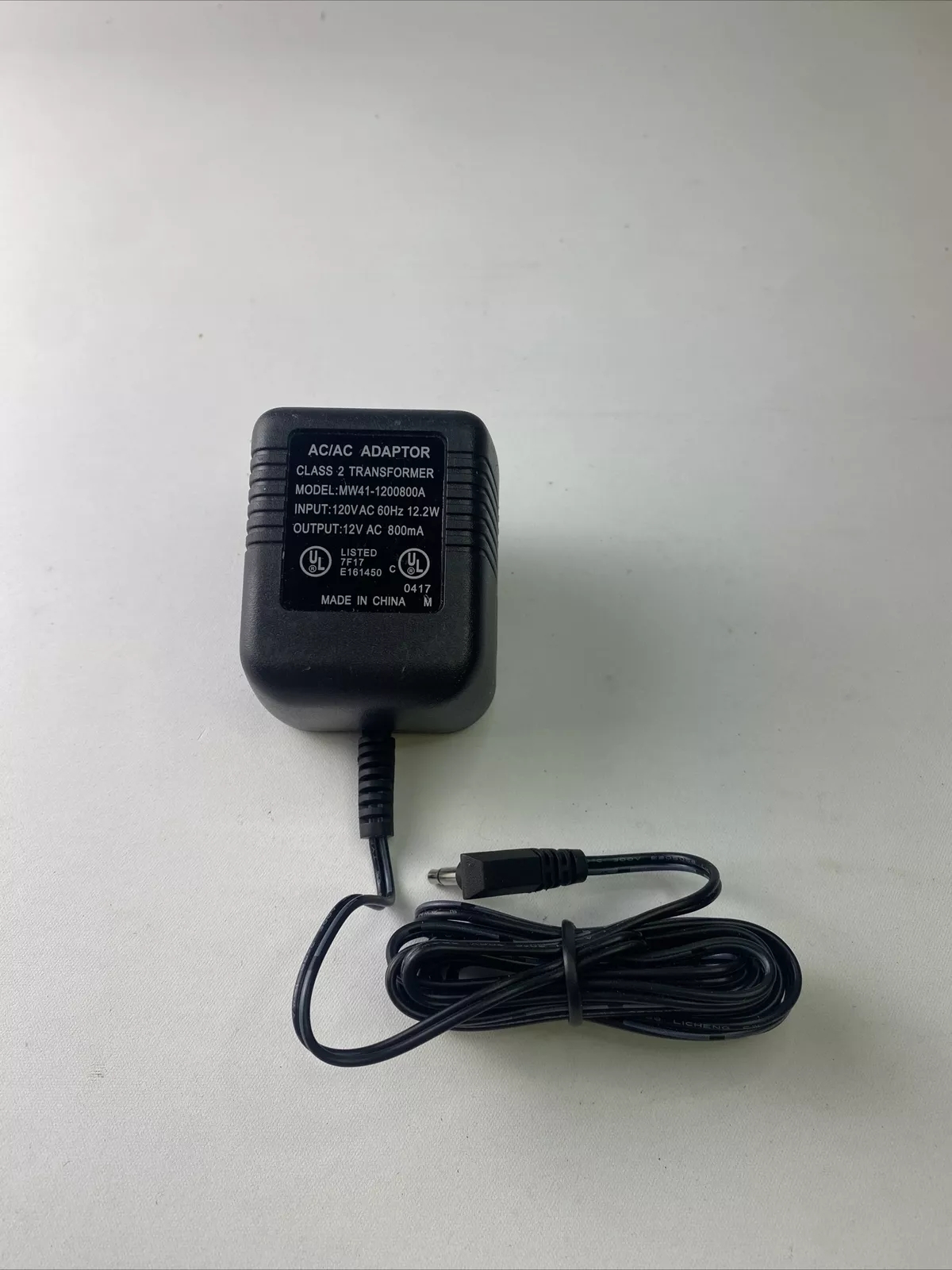 *Brand NEW*12VAC 800Ma AC/AC Adapter, Class 2 Transformer Model: MW41-1200800 Power Supply